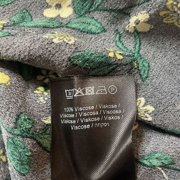 Minimum Dress Black Green Floral Size 38 Long Sleeve Lightweight Viscose - Picture 5 of 9